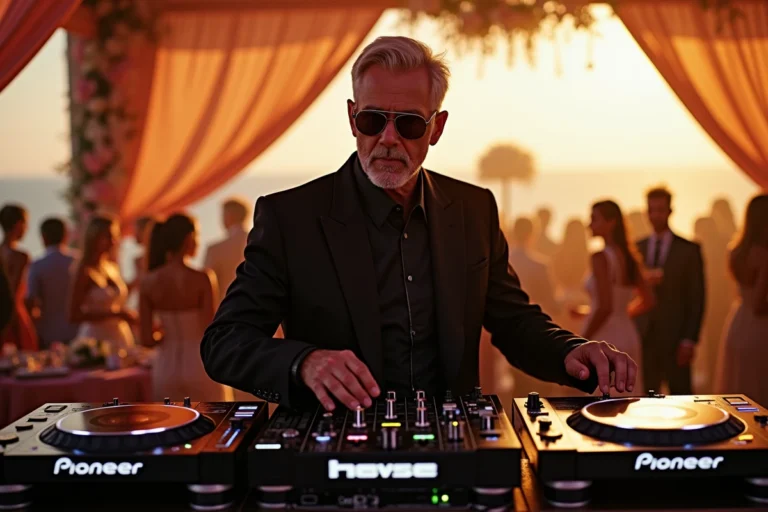 DJ de renommée mondiale derrière ses platines lors d'un événement privé haut de gamme