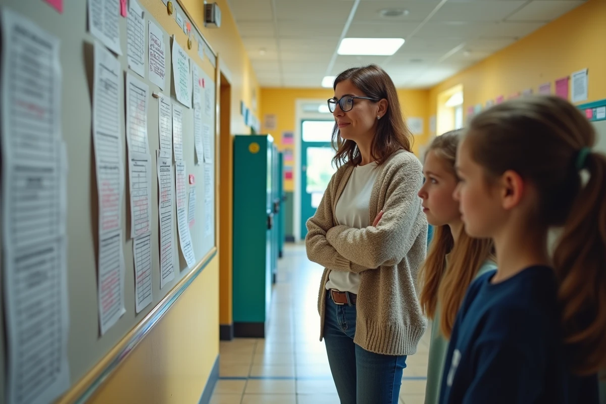 Professeure devant tableau d