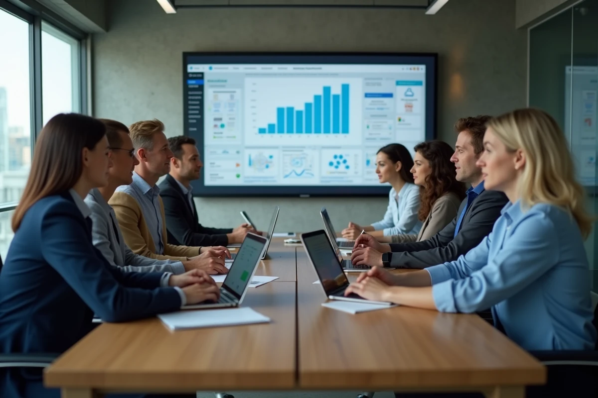 Groupe divers de professionnels collaborant en réunion